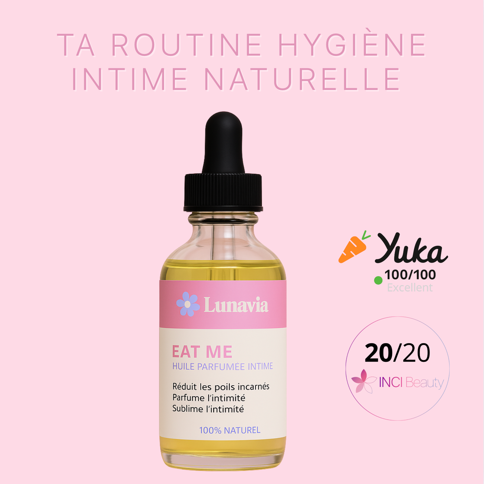 Eat me l Huile équilibre féminin intime - Zéro Odeurs & Poils Incarnés -  Senteur fraise