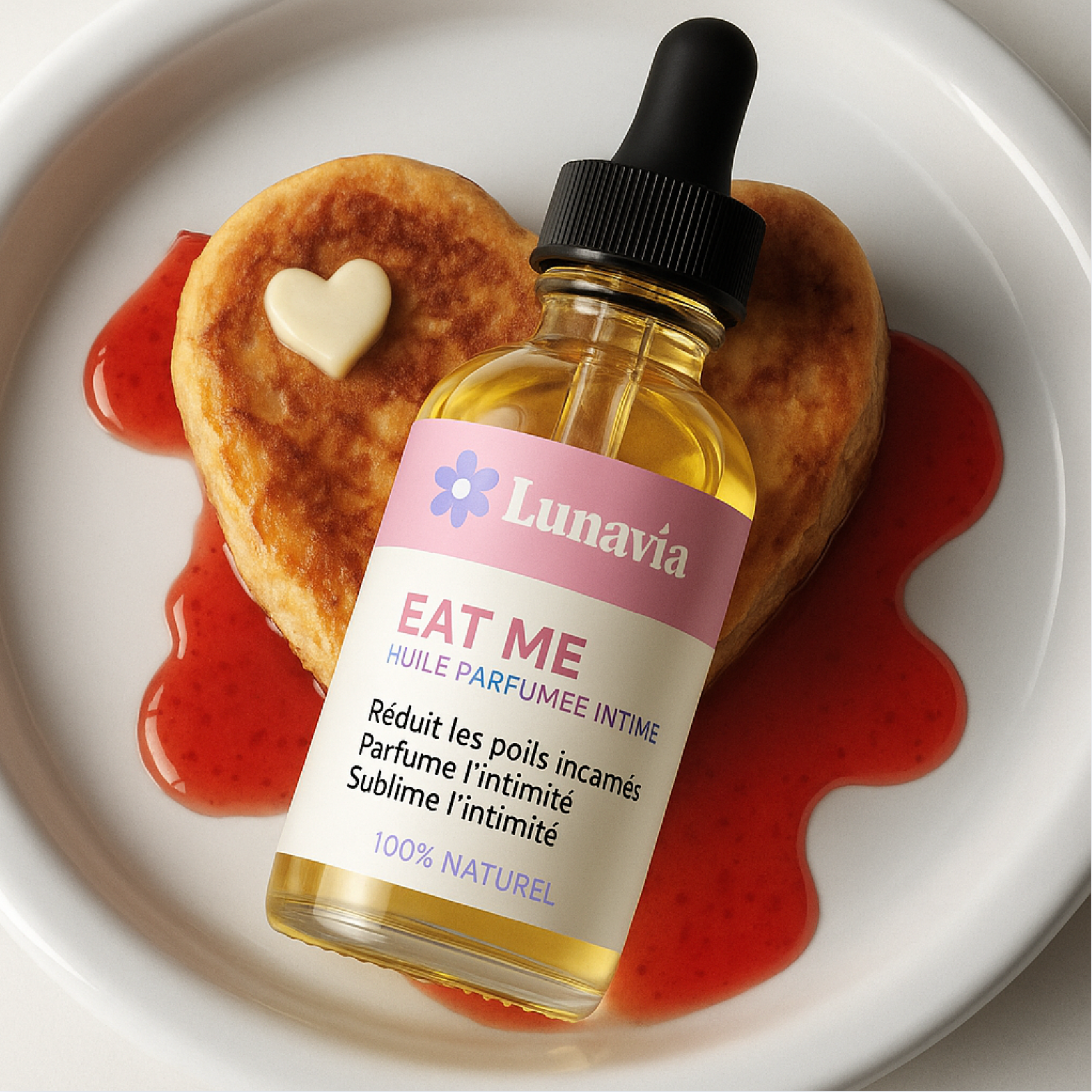 Eat me l Huile équilibre féminin intime - Zéro Odeurs & Poils Incarnés -  Senteur fraise